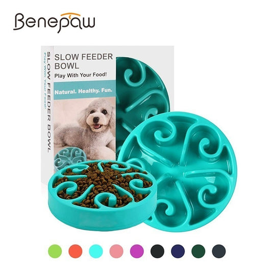 Benepaw Nontoxic Fun Slow Feeder Dog Bowl Food Nonslip Pet Eat Slow Feeding Bowl Maze Interactive for Large Medium Small Dogs